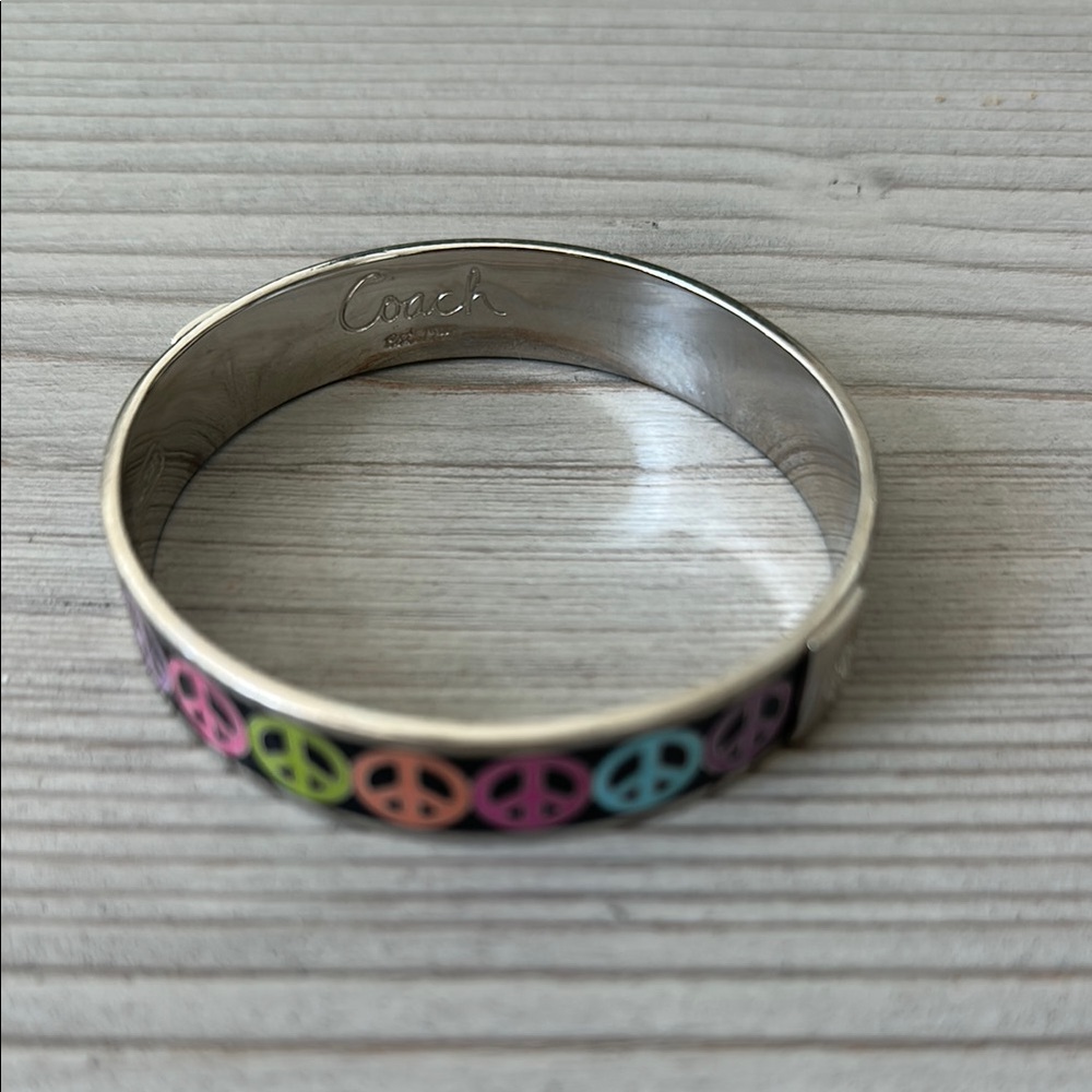 Coach Silver and Multicolor Peace Bangle